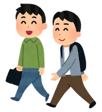 男の子2人がカバンを持って塾へ通う様子のいらすと画像